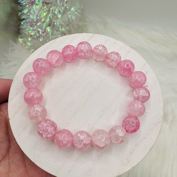 Celina Glass Beaded Bracelet in Cotton Candy Pink - Picture 1 of 5